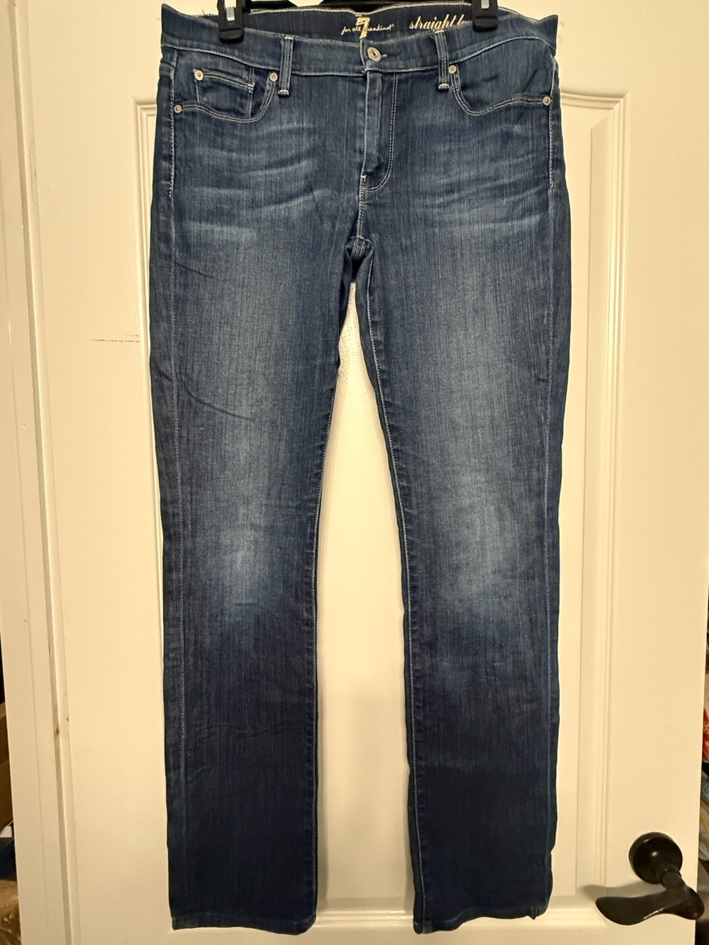 7 For All Mankind Straight Leg Jeans 31 Medium Dark Wash Classic